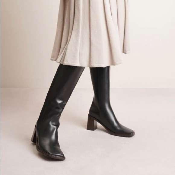 THE ROW Patch Calfskin Tall Zip Boots - Picture 2 of 8